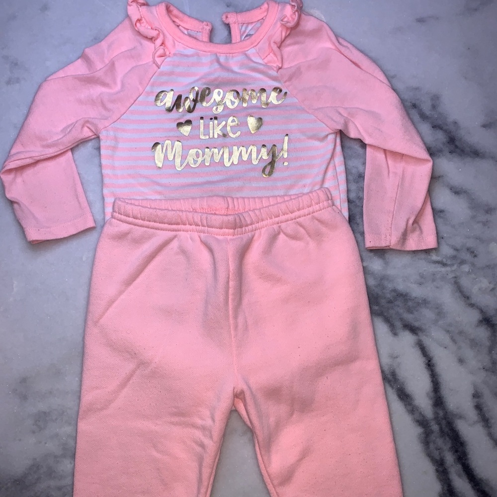 18 month- Coral & Gold Matching Set